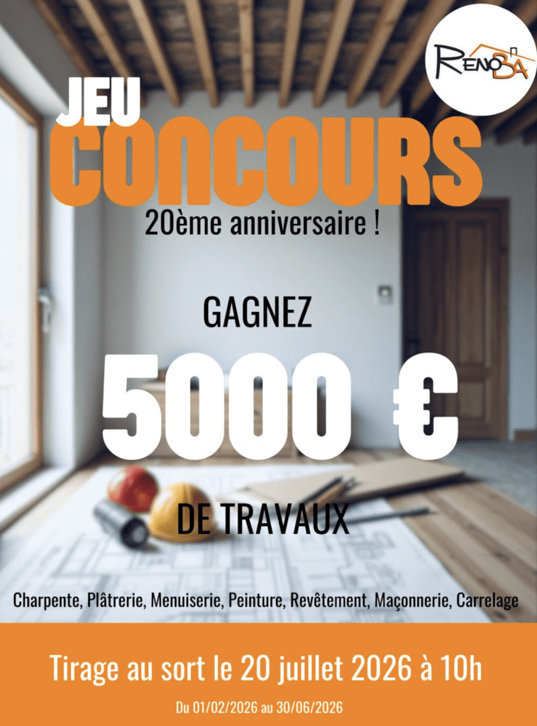Jeu concours 20 ans Renoba 5000 euros de travaux a gagner